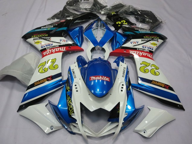 22 Blanco & Azul 07-08 GSXR 1000 Carenado Moto