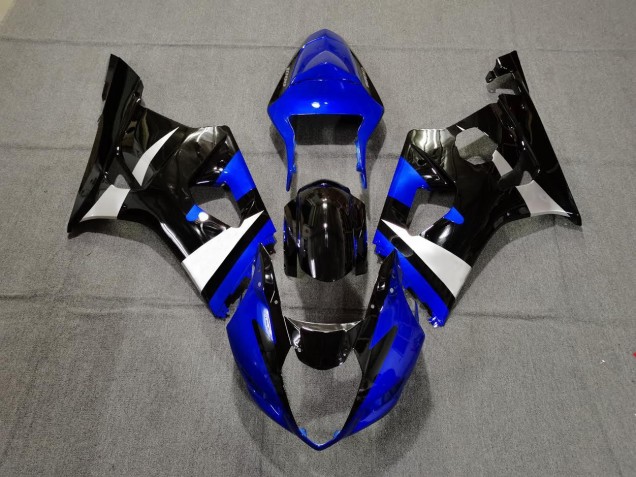 Azul Brillante Negro & Plateado 03-04 GSXR 1000 Carenado Moto