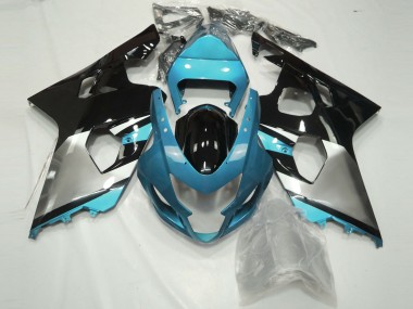 Azul Claro Plateado & Negro 04-05 GSXR 600-750 Carenado Moto