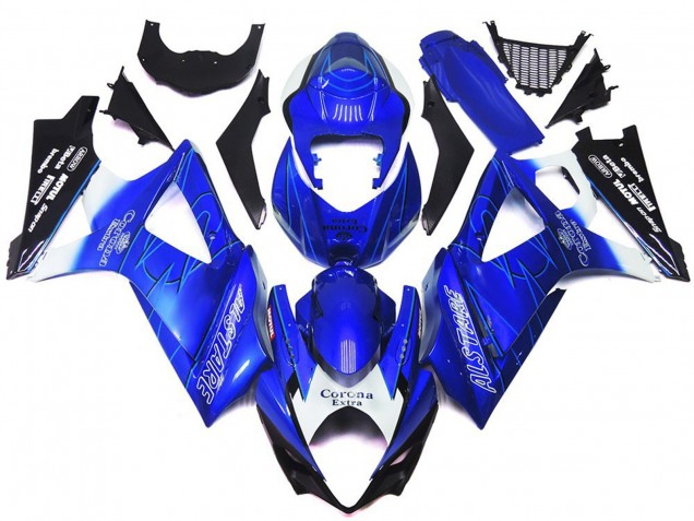 Azul Vibrante Con Blanco Corona 07-08 GSXR 1000 Carenado Moto