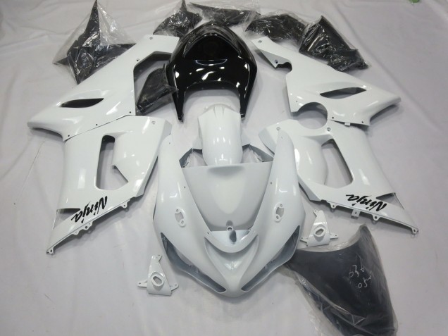 Blanco Brillante Con Cola Negra 05-06 ZX6R Carenado Moto