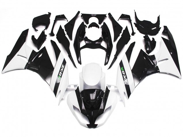 Blanco Brillante & Negro Pulido 09-12 ZX6R Carenado Moto