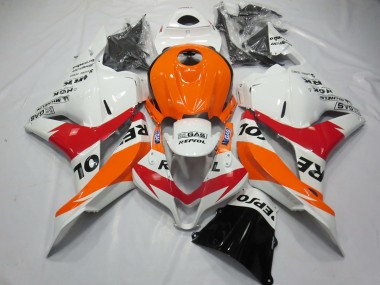 Blanco Rojo & Naranja Repsol 09-12 CBR600RR Carenado Moto