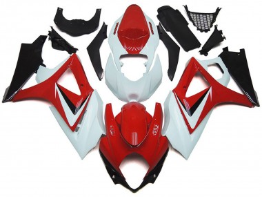 Estilo Rojo Brillante Con Blanco OEM 07-08 GSXR 1000 Carenado Moto