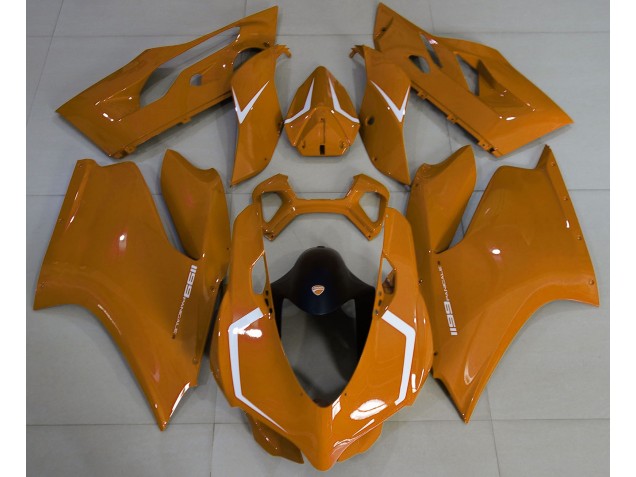 Naranja Brillante & Blanco 11-14 Ducati 1199 Carenado Moto