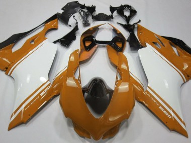 Naranja Brillante Blanco & Negro 11-14 Ducati 1199 Carenado Moto