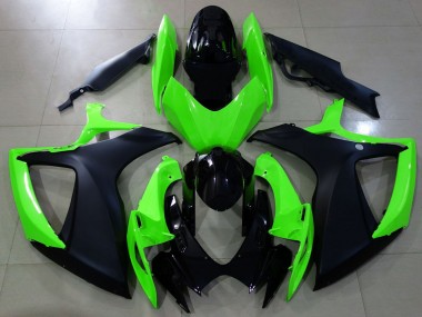 Negro Mate & Verde 06-07 GSXR 600-750 Carenado Moto