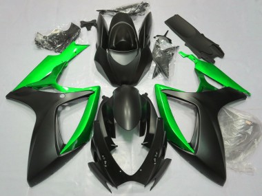 Negro Mate & Verde 06-07 GSXR 600-750 Carenado Moto