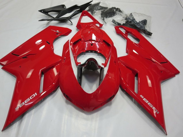 OEM Estilo Rojo Brillante 07-14 Ducati 848 1098 1198 Carenado Moto