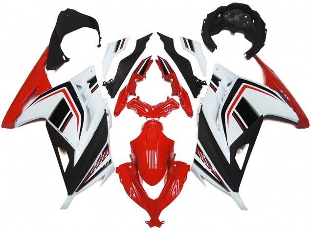 Rojo Blanco & Negro Brillo 13-18 Ninja 300 Carenado Moto