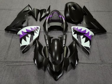 Tiburón Negro Mate & Morado 04-05 ZX10R Carenado Moto