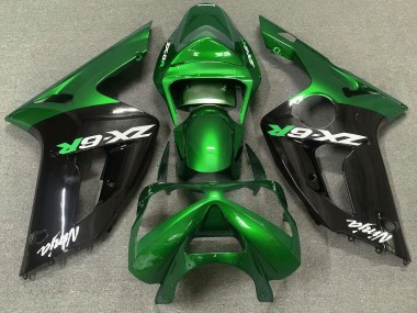 Verde Brillante & Negro 03-04 ZX6R Carenado Moto