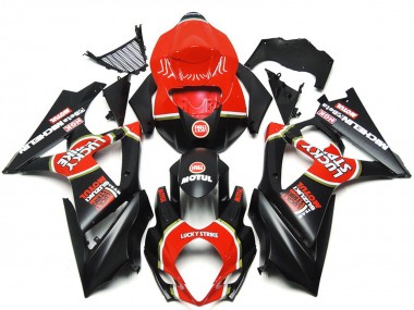 Vibrante Negro Mate Personalizado Lucky Strike 07-08 GSXR 1000 Carenado Moto